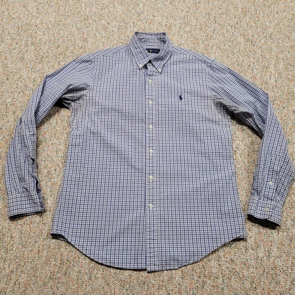 Ralph Lauren Shirt Mens‎ Medium Blue Check Button Down Preppy Classic Fit